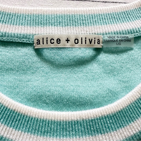 Alice + Olivia GLEESON APRÈS PULLOVER 100% Merino Wool SZ L Julep - Picture 4 of 7